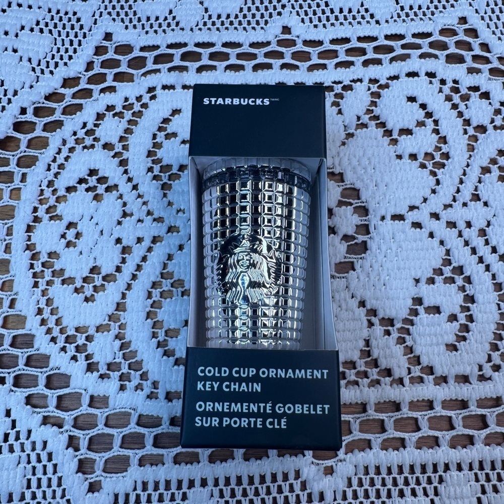 Starbucks Silver Disco Ball Venti Cup keychain/ornament NIB